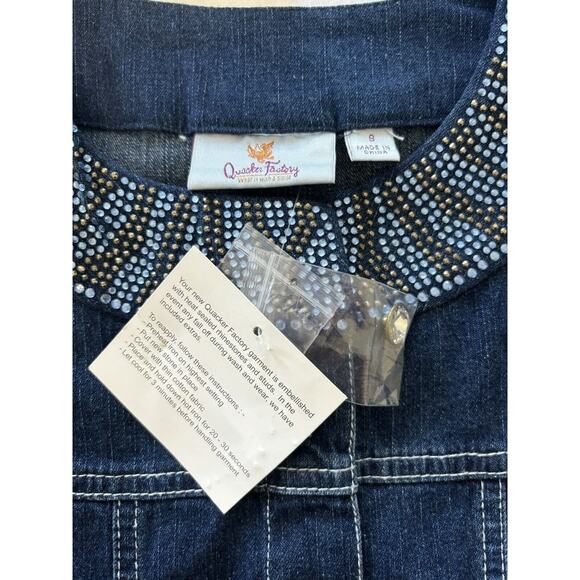 Quacker Factory Jean Jacket Rhinestone‎ Embellished Blue Small NWT Casual Wear - Picture 9 of 9